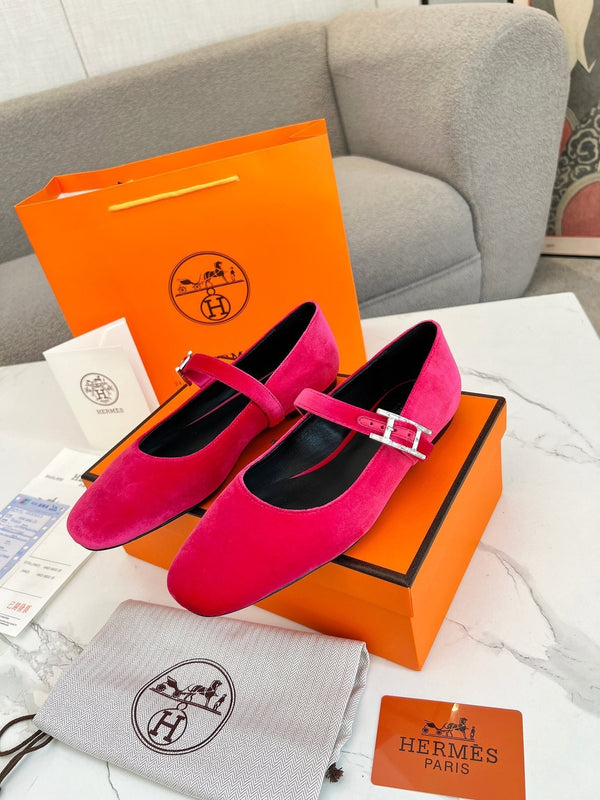 Jane Ballet Flat Dark Pink Suede 214063