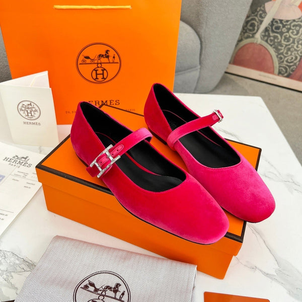 Jane Ballet Flat Dark Pink Suede 214063