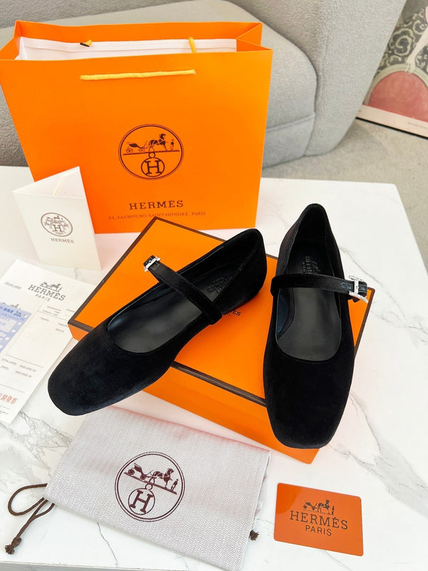 Jane Ballet Flat Black Suede 214064