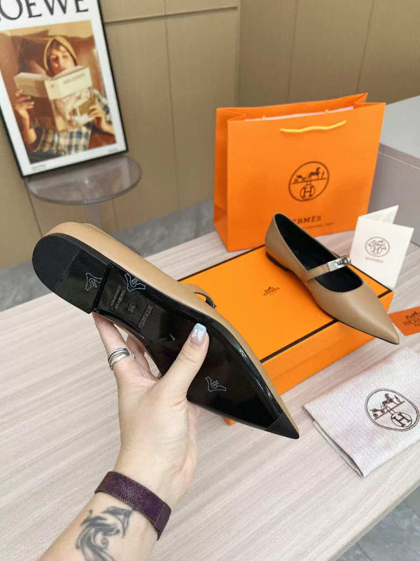 Kiara Slingback Flat in pelle di vitello marrone 214055