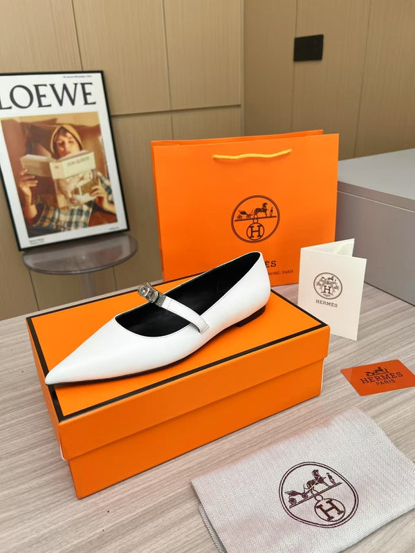 Kiara Slingback Flat Pelle di vitello bianca 214057