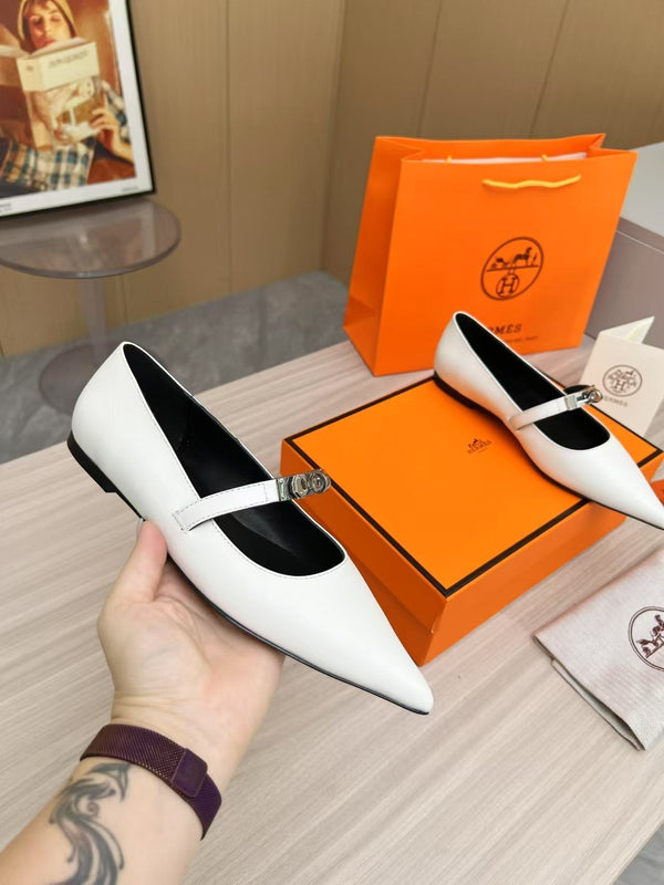 Kiara Slingback Flat Pelle di vitello bianca 214057