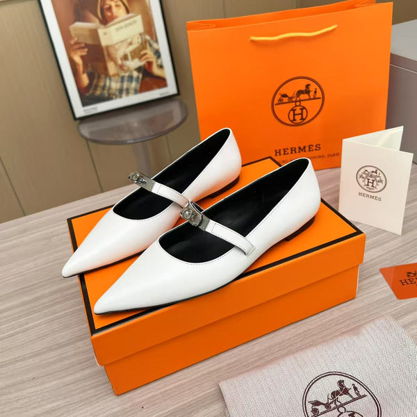 Kiara Slingback Flat Pelle di vitello bianca 214057