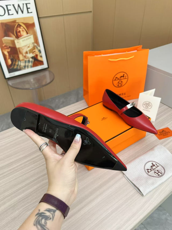 Kiara Slingback Flat in pelle di vitello rossa 214059