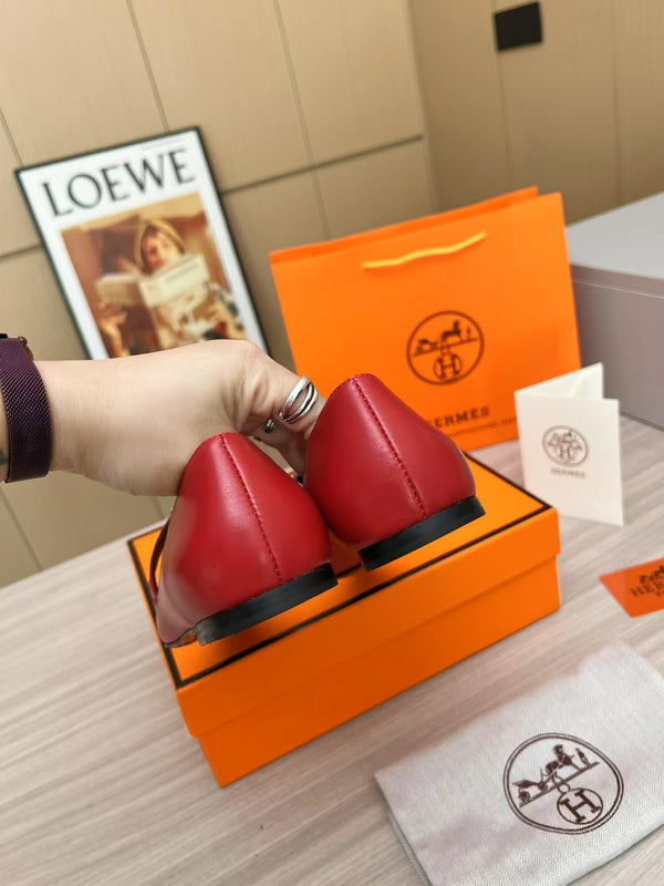 Kiara Slingback Flat in pelle di vitello rossa 214059