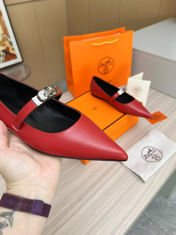 Kiara Slingback Flat in pelle di vitello rossa 214059