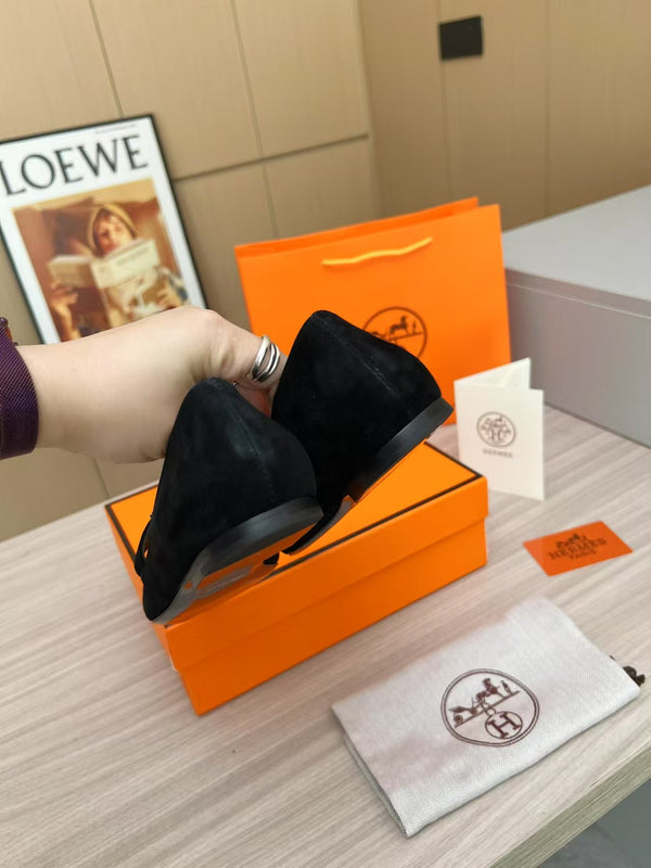 Kiara Slingback Flat Black Suede 214060