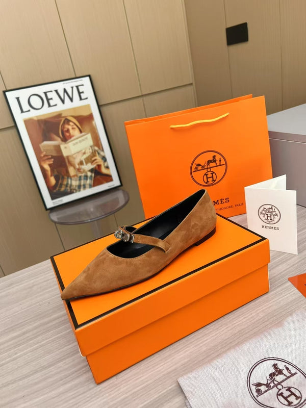 Kiara Slingback Flat Brown Suede 214061