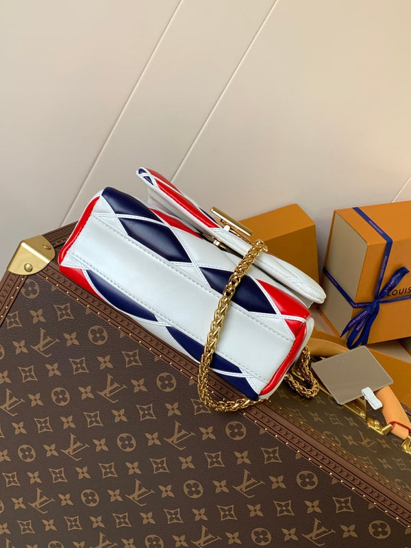 LV GO-14 MM 23cm Black White Red Lambskin GHW