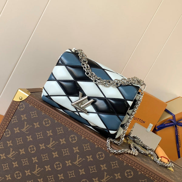 LV WOC Go-14 20cm White Black Blue Sheepskin Metal HW