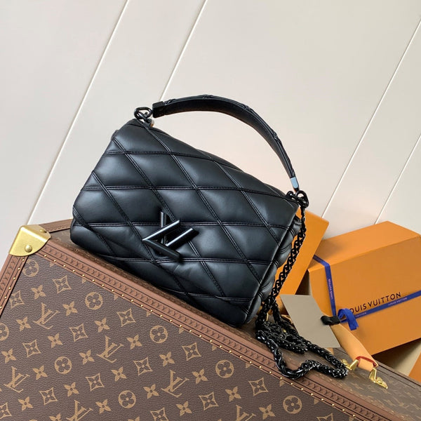 LV GO-14 MM 23cm Black Lambskin Black Metal HW