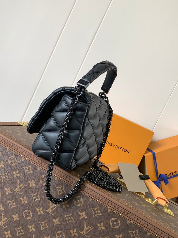 LV GO-14 MM 23cm Black Lambskin Black Metal HW
