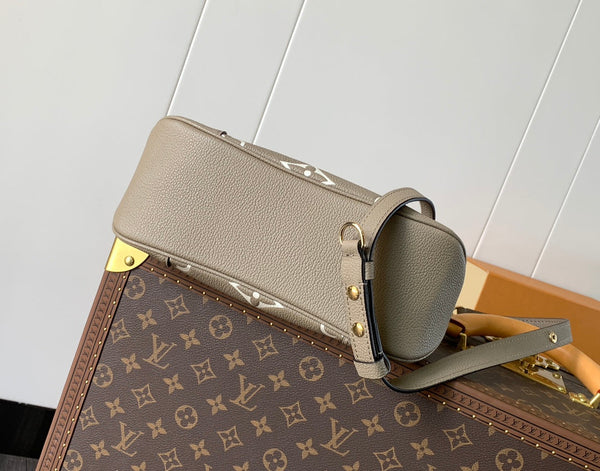 LV Boulogne PM 29cm Gray Cream Embossed Cowhide GHW
