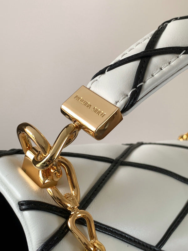 LV M22890 GO-14 MM 23cm Black White Lambskin GHW