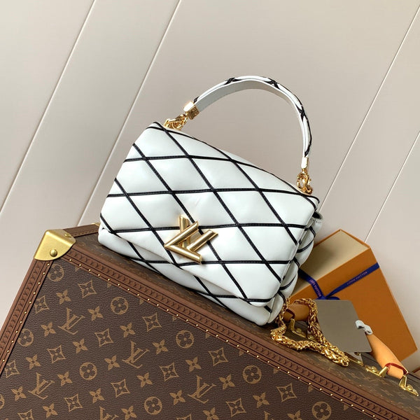 LV M22890 GO-14 MM 23cm Black White Lambskin GHW