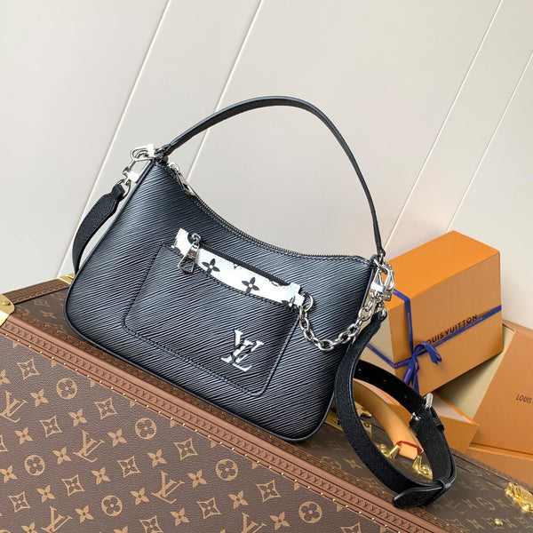 LV Hopscotch Bag 25cm Black Grained Epi Cowhide Sliver HW