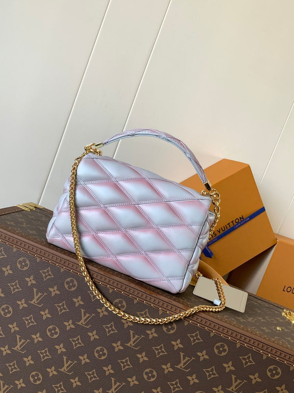 LV GO-14 MM 23cm Mix Pink Blue Lambskin GHW