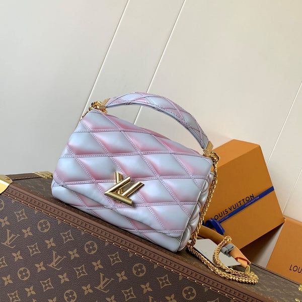LV GO-14 MM 23cm Mix Pink Blue Lambskin GHW