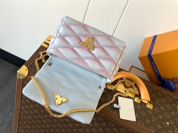 LV GO-14 MM 23cm Mix Pink Blue Lambskin GHW
