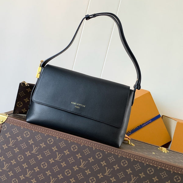 LV Low Key Messenger 30cm Black Calfskin GHW