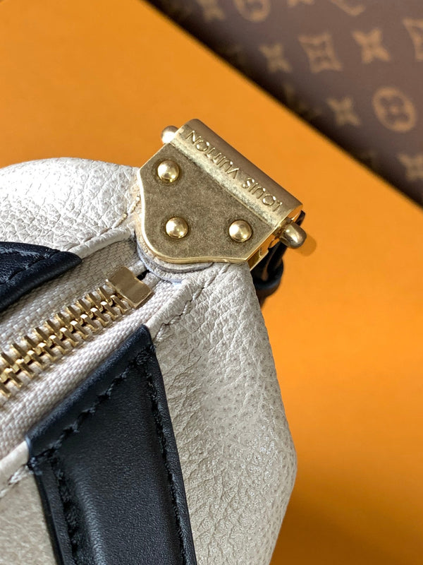 LV Nano LV Biker 30cm Black Beige Sheepskin & Cowhide Metal