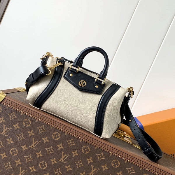 LV Nano LV Biker 23cm Black Beige Sheepskin & Cowhide Metal