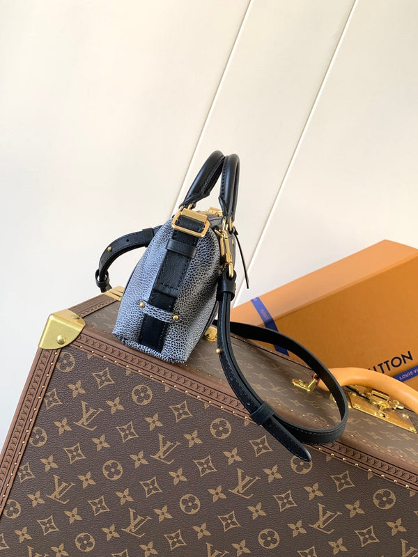 LV Nano LV Biker 23cm Black Light Gray Sheepskin & Cowhide Metal