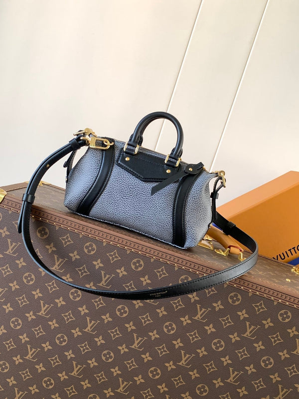 LV Nano LV Biker 23cm Black Light Gray Sheepskin & Cowhide Metal