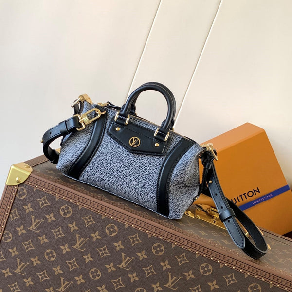 LV Nano LV Biker 23cm Black Light Gray Sheepskin & Cowhide Metal