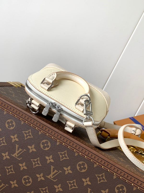 LV Alma BB Handbag 18cm White Epi Cowhide Metal HW