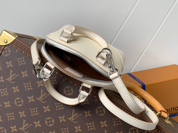 LV Alma BB Handbag 18cm White Epi Cowhide Metal HW