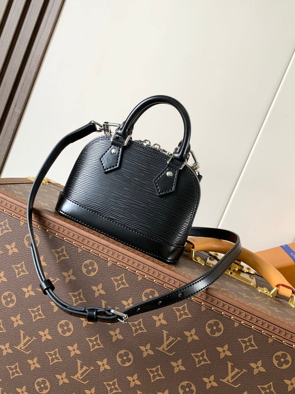 LV Alma BB Handbag 18cm Black Epi Cowhide Metal HW