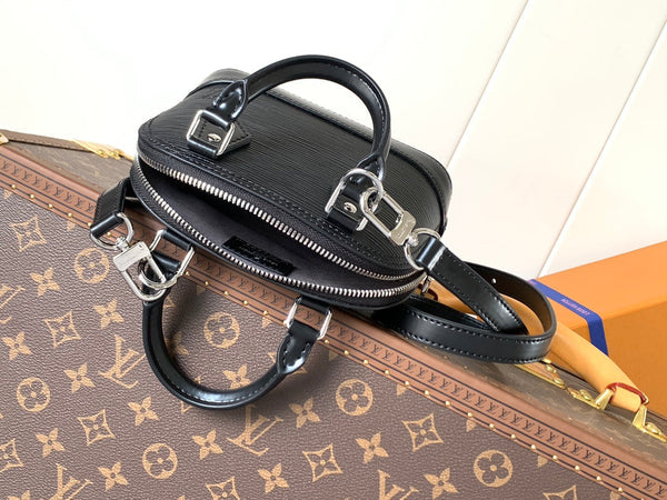 LV Alma BB Handbag 18cm Black Epi Cowhide Metal HW