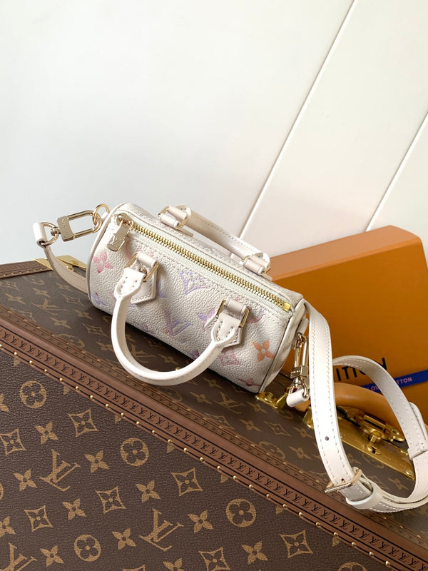 LV 25s Nano Speedy 16cm Dream Monogram Embossed Cowhide- Light GHW