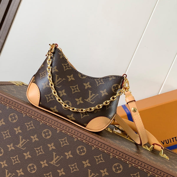 LV Nano Boulogne 19cm Brown Monogram Canvas & Cowhide GHW
