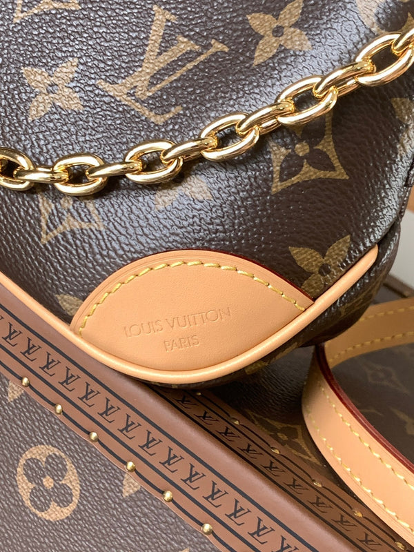 LV Nano Boulogne 19cm Brown Monogram Canvas & Cowhide GHW