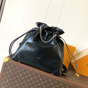 LV Off Duty Backpack 33cm Black Lambskin Sliver HW