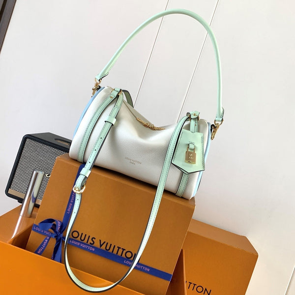 LV M26905 Express PM Handbag 26cm Sea Mist Cowhide GHW