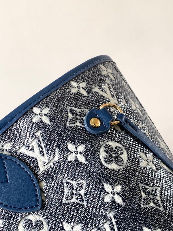 LV Neverfull Bag 31cm Blue Monogram Canvas