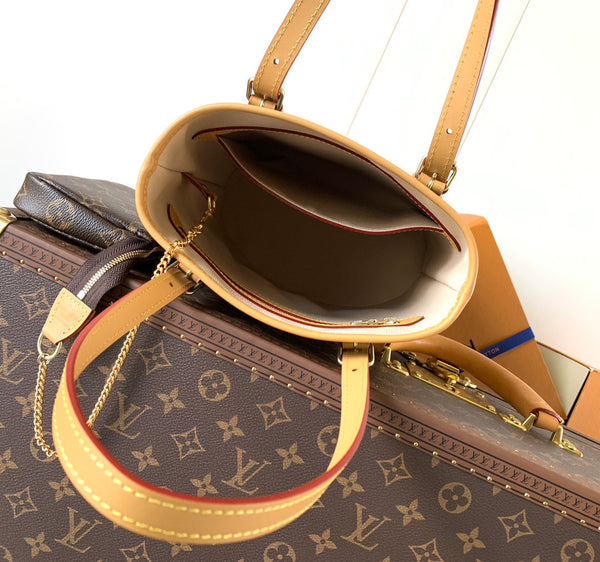 LV Petit Bucket PM 23cm Brown Monogram Canvas & Cowhide