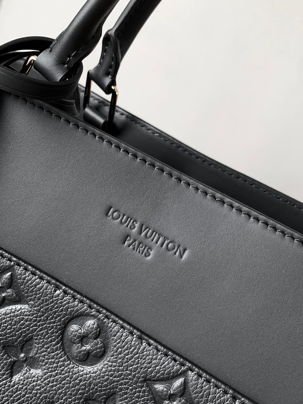 LV City Avenue PM 38.5cm Black Monogram Embossed Shadow Cowhide
