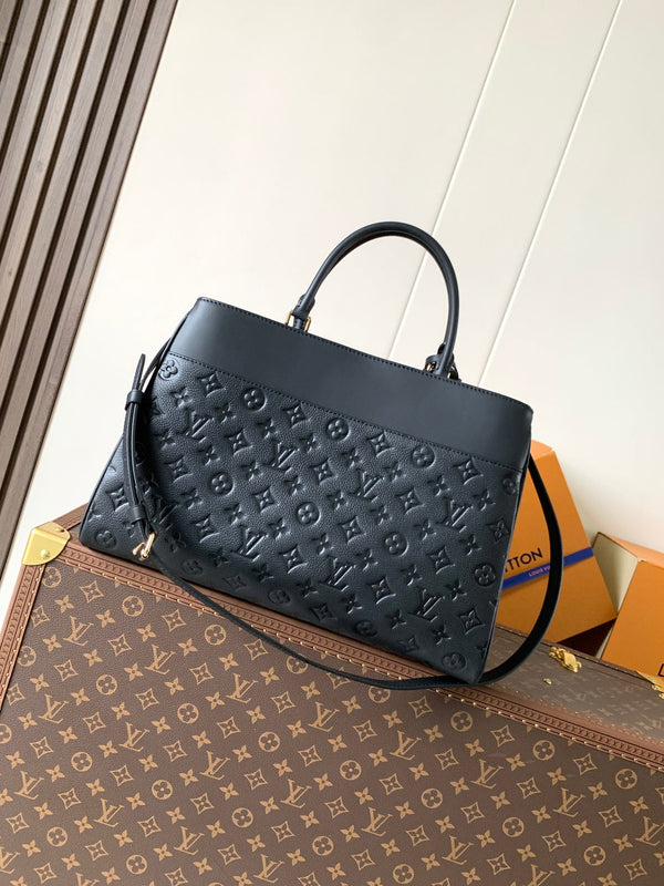 LV City Avenue PM 38.5cm Black Monogram Embossed Shadow Cowhide
