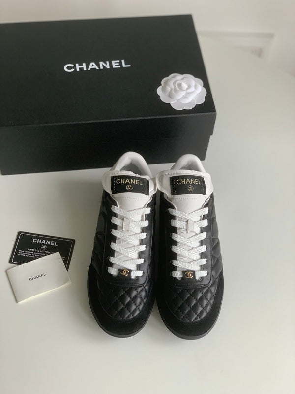 Sneaker CC in pelle di agnello nera trapuntata 143544