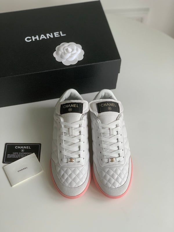 CC Sneaker In White Lambskin Quilted 143550