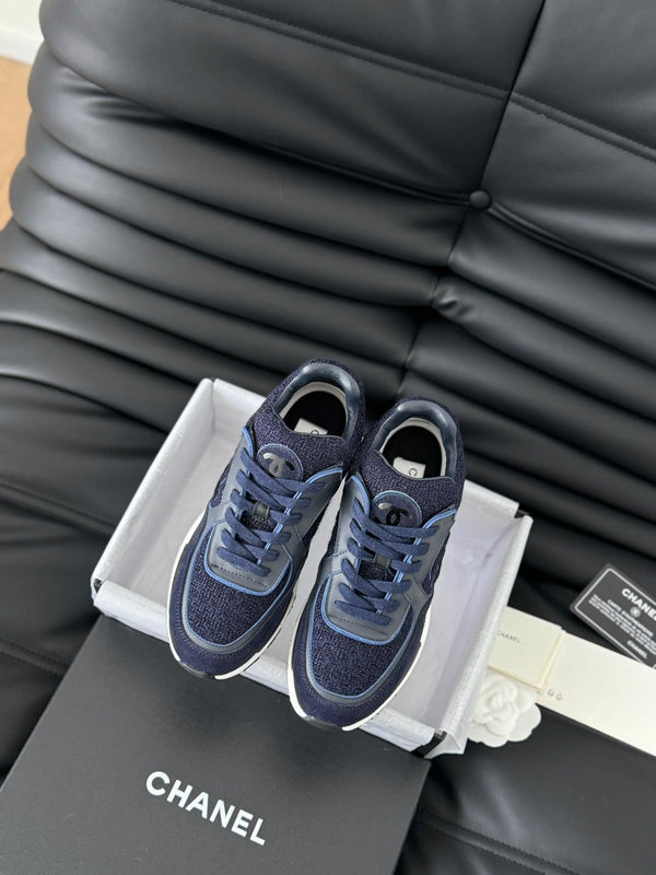 cc sneaker dark blue tweed suede