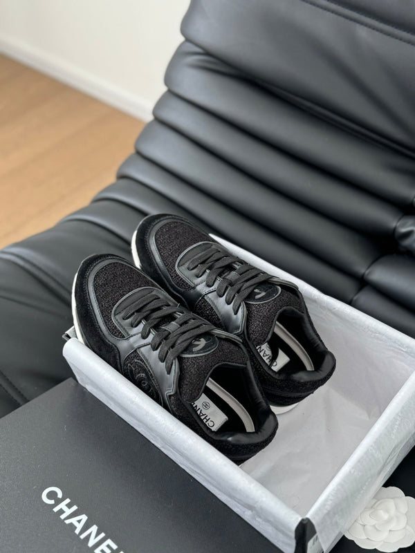cc sneaker black tweed suede
