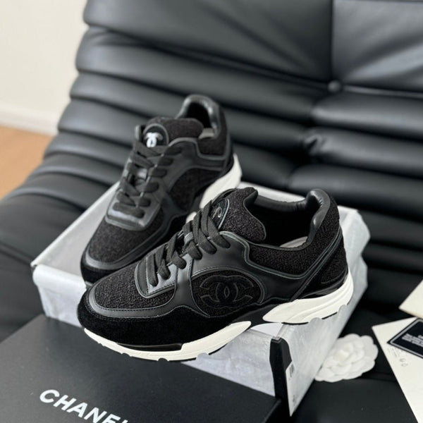 cc sneaker black tweed suede