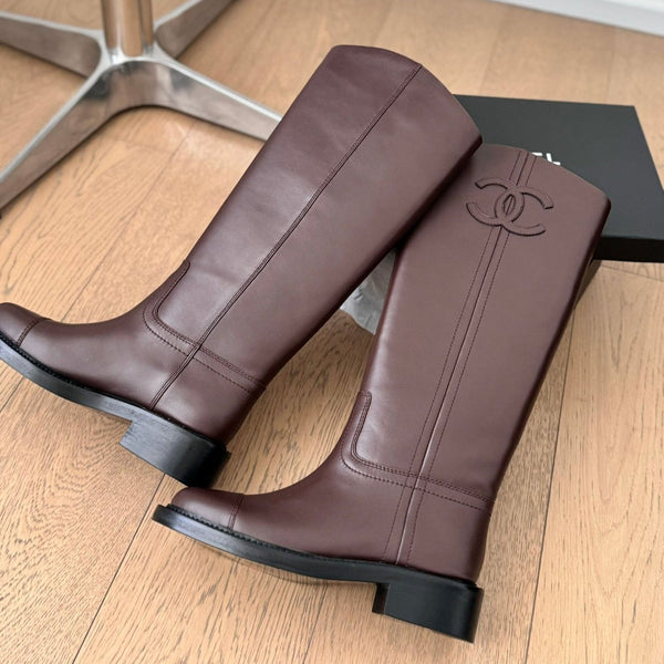 CC Knight Martin boots Burgundy Calfskin and Lining Lambskin