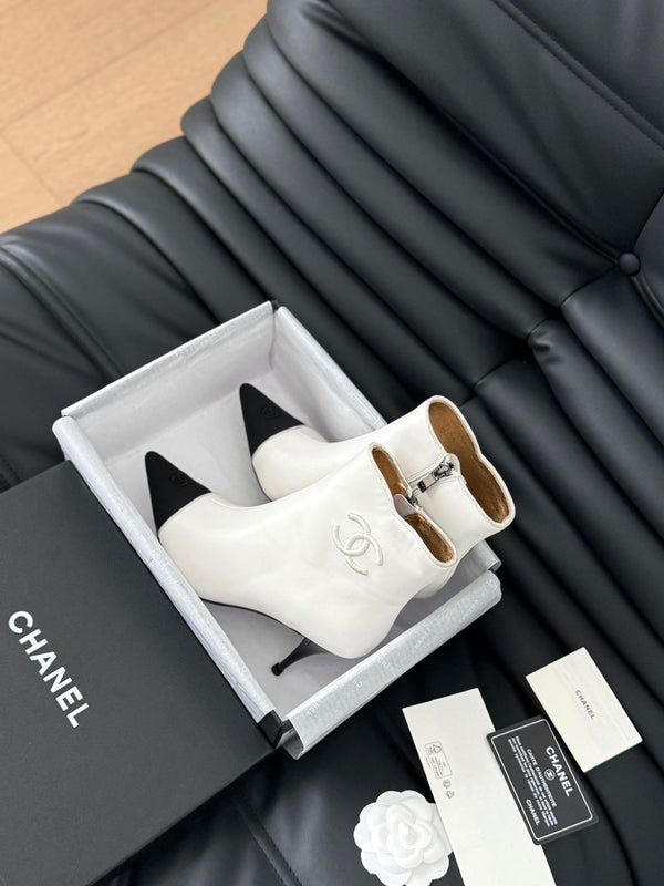 cc short boots 80 heel white calfskin
