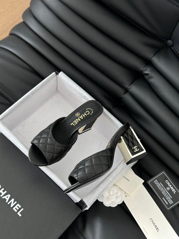 cc sandal 70 black quilted calfskin